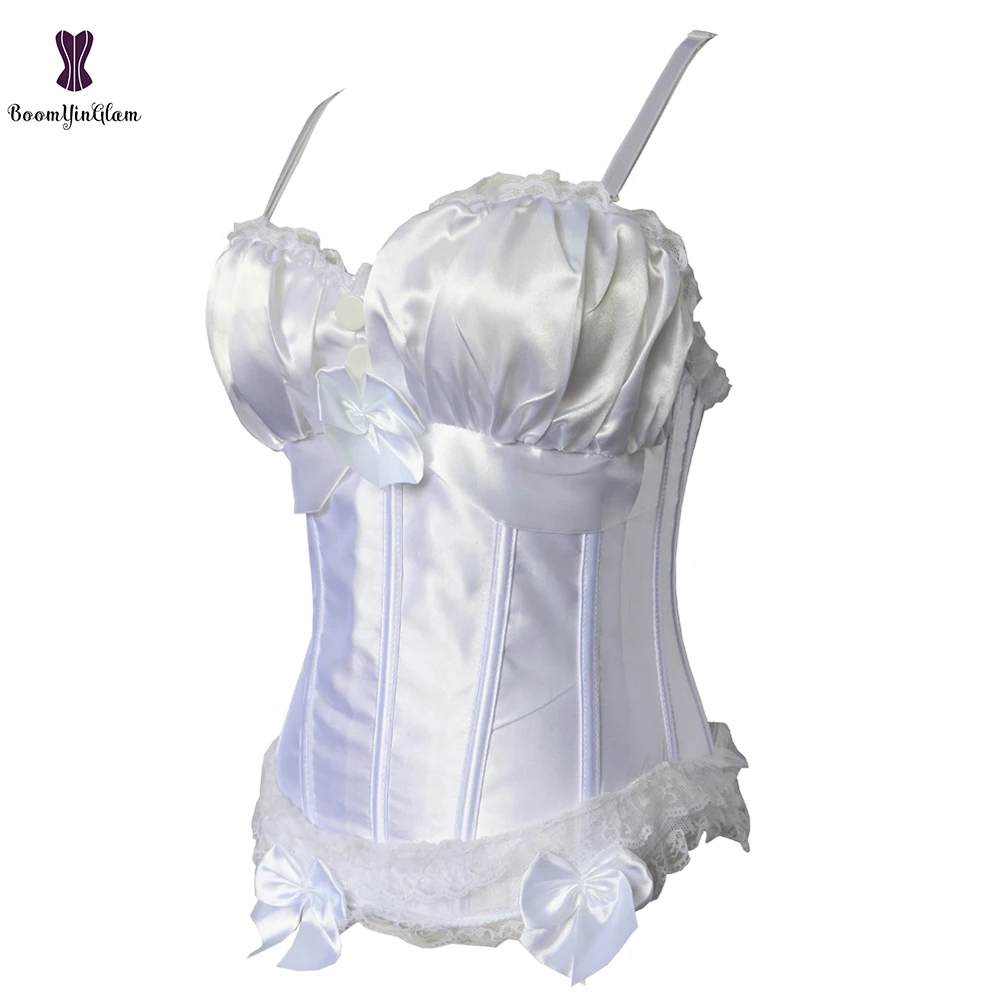 

Adjustable Straps Overbust Corset Busque Black White Red Waist Bustier Cincher Top Underwear Corselet