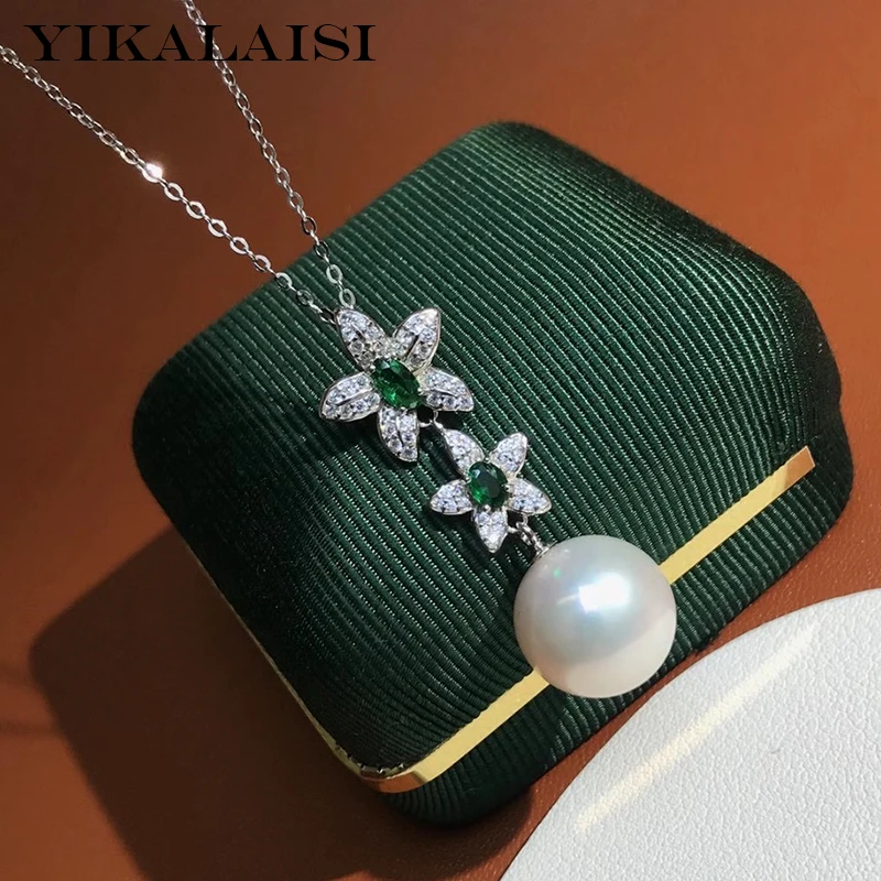 

YIKALAISI 925 Sterling Silver Necklaces Jewelry For Women 9-10mm Round Natural Freshwater Pearl Pendants New Arrivals