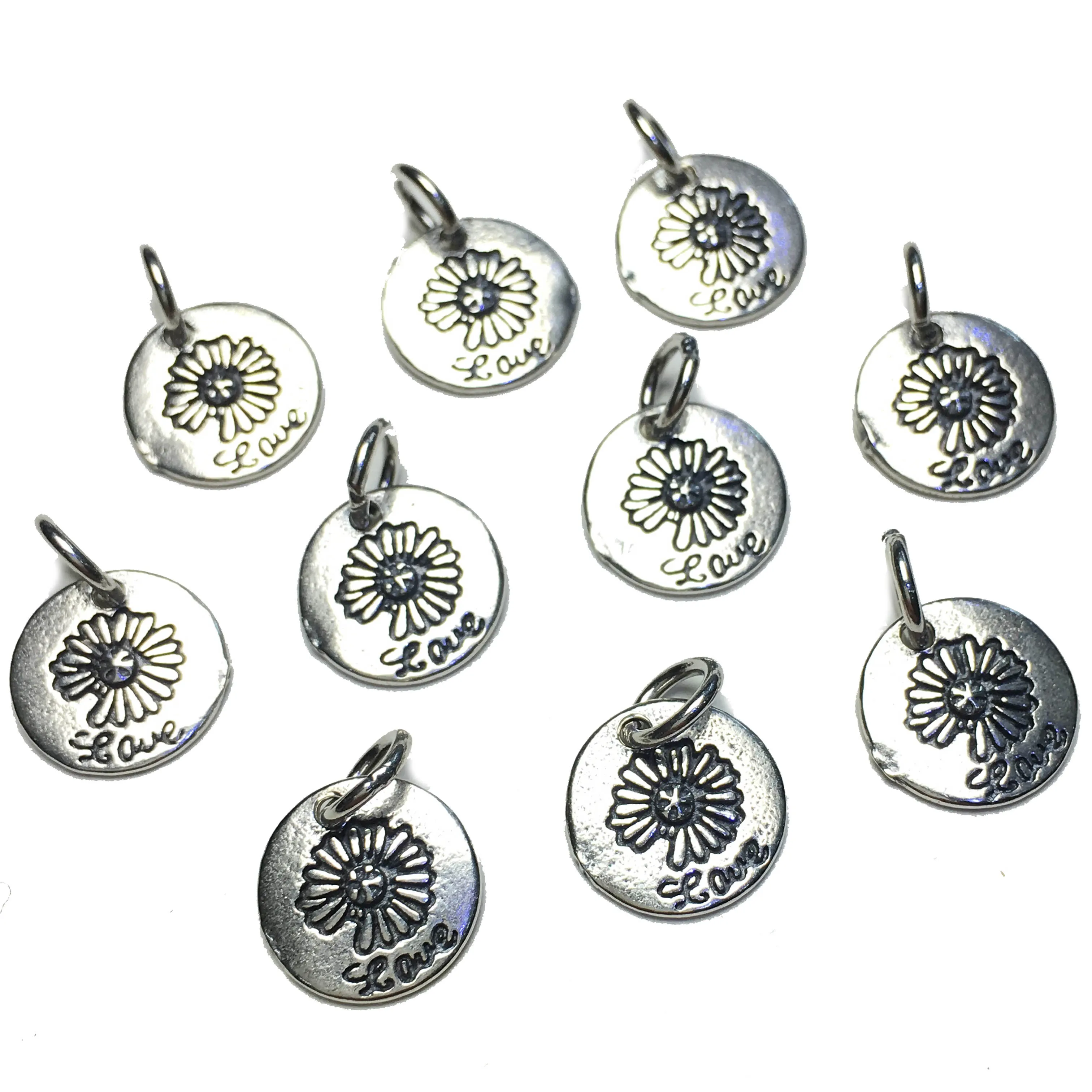 

11x11mm 10pcs 925 Sterling Silver Coin Shape Charm ,DIY Finding,Fashion Silver Spacer Beads Accessories Jewelry Design & Making
