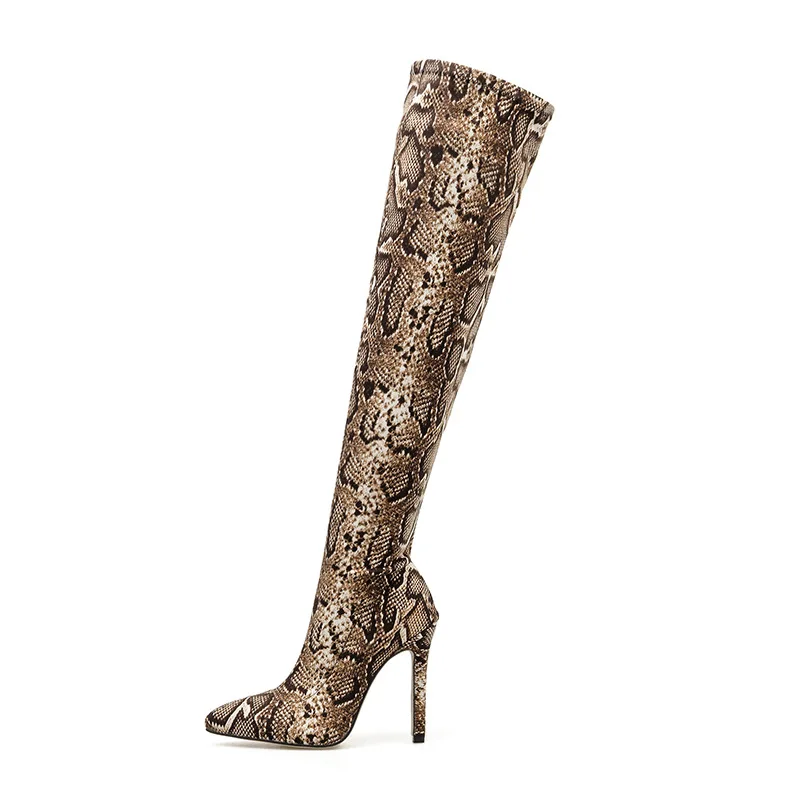 

2021 new high heeled boots over the knee snake sharp sexy fashion nightclub sharp big size 35-42