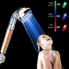 Насадка для душа, 37 меняющая цвет, светодиодная, контроль температуры, высокое давление воды, Анионный фильтр