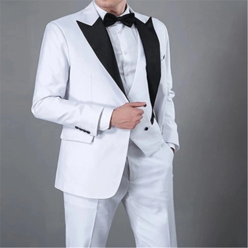 

Groomsmen Peak Lapel Groom Tuxedos Mens Wedding Dress 3 Pieces Man Jacket Blazer Prom Dinner (Jacket+Pants+Vest)