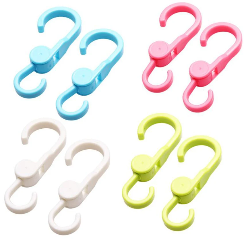 

2PCS/Set Colorded Plastic Hanging Hooks, 360 Degree Rotating, Hanger Hook for Shirt/Towel/Dress/Clothes Home Kitchen Accessories