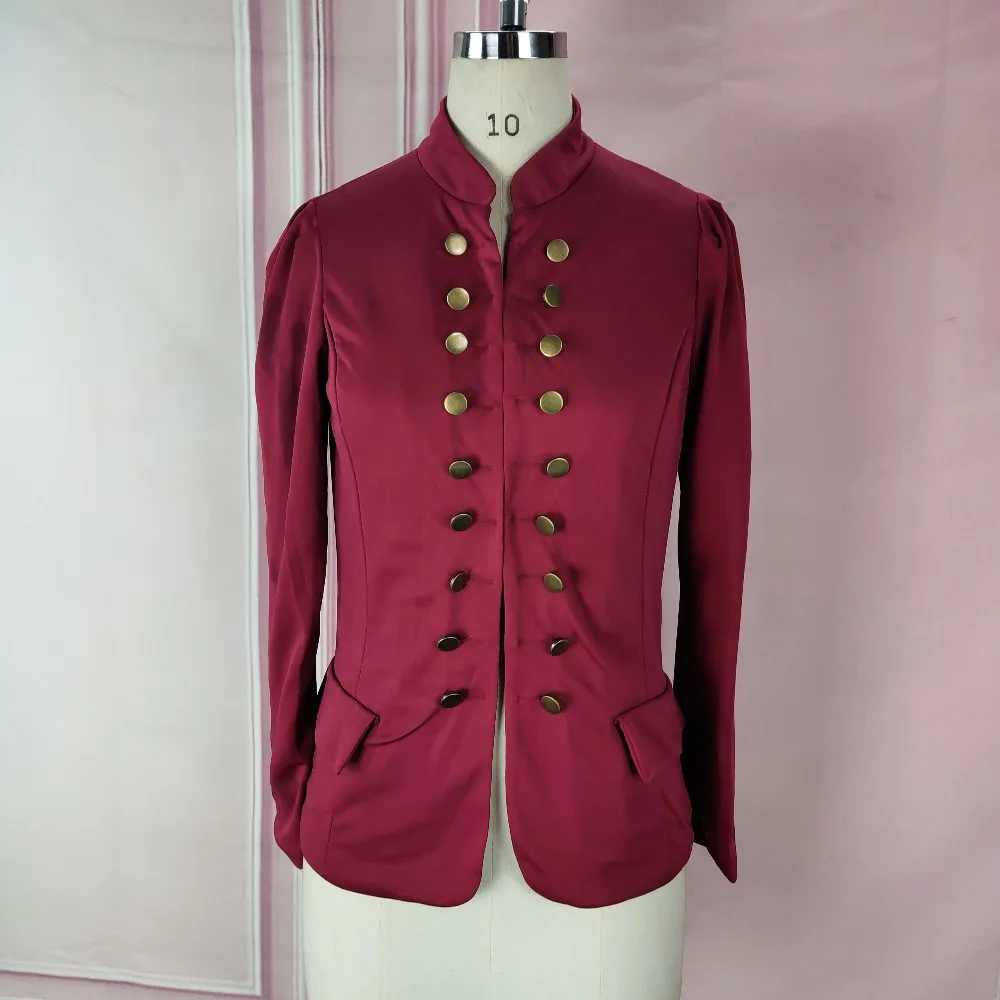 Женский двубортный пиджак на пуговицах офисный с отложным воротником и длинным