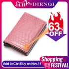 Кошелек DIENQI с радиочастотной идентификацией, маленькие кожаные мини-кошельки, держатель для наличных и карт для мужчин и женщин, Винтажный Розовый Кошелек для денег, тонкий волшебный кошелек, Wolet