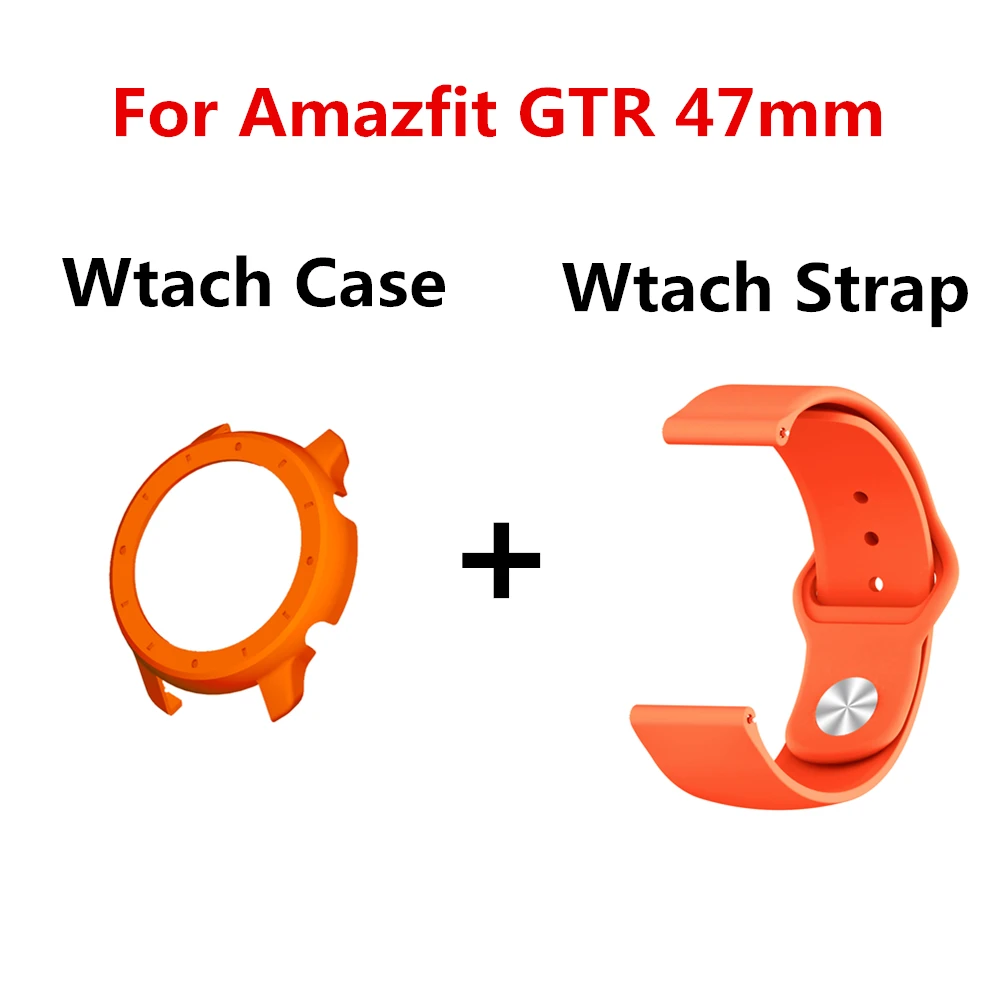 2 2в1 силиконовый спортивный ремешок для Xiaomi Huami Amazfit GTR 47 мм Смарт-часы 22 мм сменный Браслет для часов+ чехол для ПК - Цвет: 2