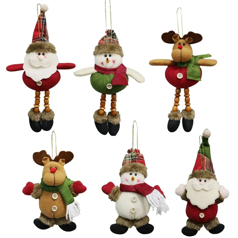 

Christmas Plush Ornaments Set 6PCS Lovely Christmas Tree Hangings Pendants Santa Snowman Reindeer Decorations for Holiday Part