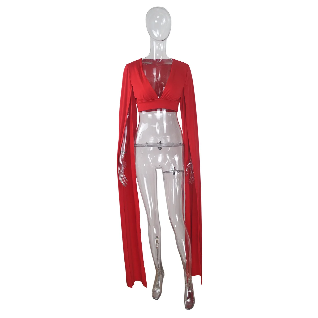 Однотонная футболка с V-образным вырезом накидка рукавами праздничные топы