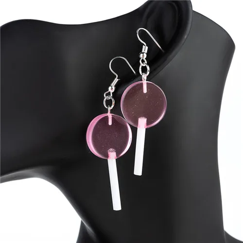 Transparent pink 1 пара, женские серьги, полимерные, ремесло, конфеты, леденец, bff, дружба, Висячие серьги для женщин, детей, ювелирные изделия - Окраска металла: Transparent pink
