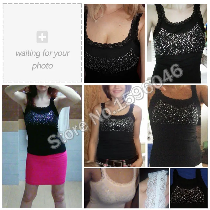 Женский кружевной топ Стразы с блестками для девушек на бретельках жилет