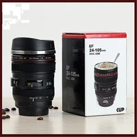 24 105 mm lens thermos camera travel coffee tea mug cups lens creative cup stainless steel brushed liner black