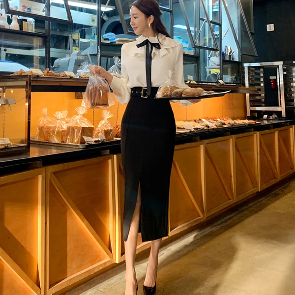 2020 новый осенний зимний офисный комплект из двух предметов модная женская белая