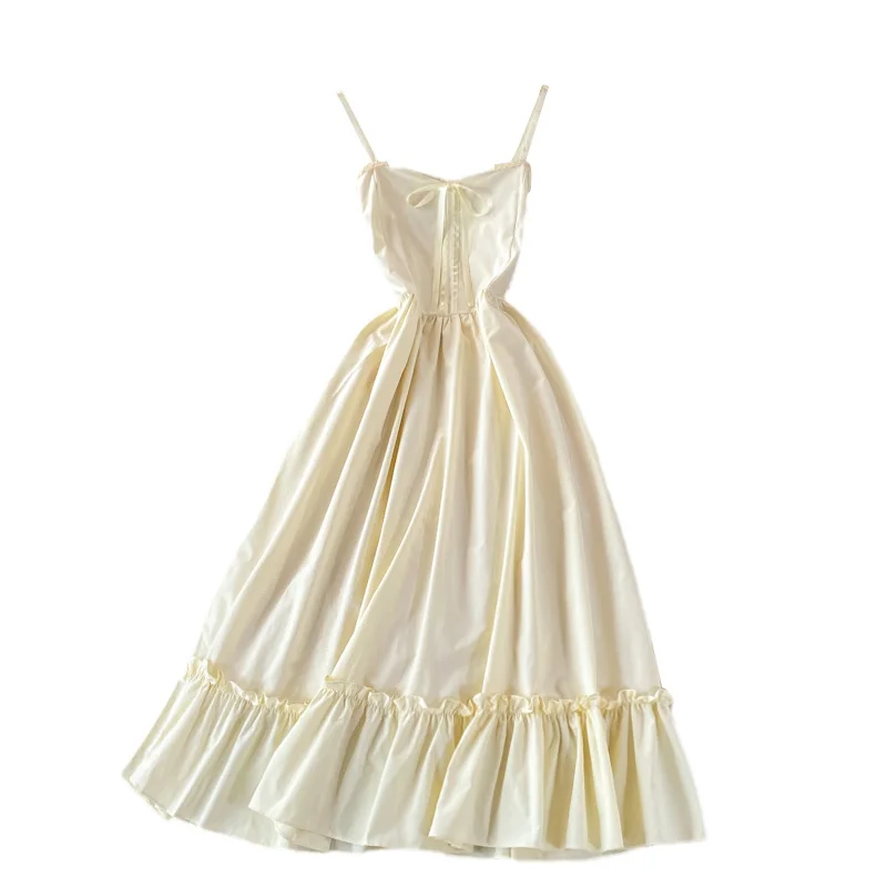 

Women Sexy Holiday Strapless Backless Beach Dress Girls Fashion New Solid Color Spaghetti Strap Dresses Slip Dress Summer