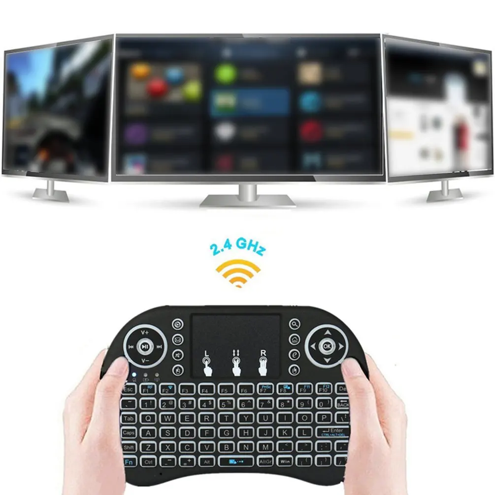 

I8 версия 2,4 ГГц мини беспроводная клавиатура с подсветкой Air Mouse с тачпадом ручная работа с Android TV BOX Mini PC 92 клавиши