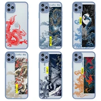 chinese style dragon tiger wolf phone case for iphone 13 12 11 pro max mini xs 8 7 plus x se 2020 xr matte light gray cover