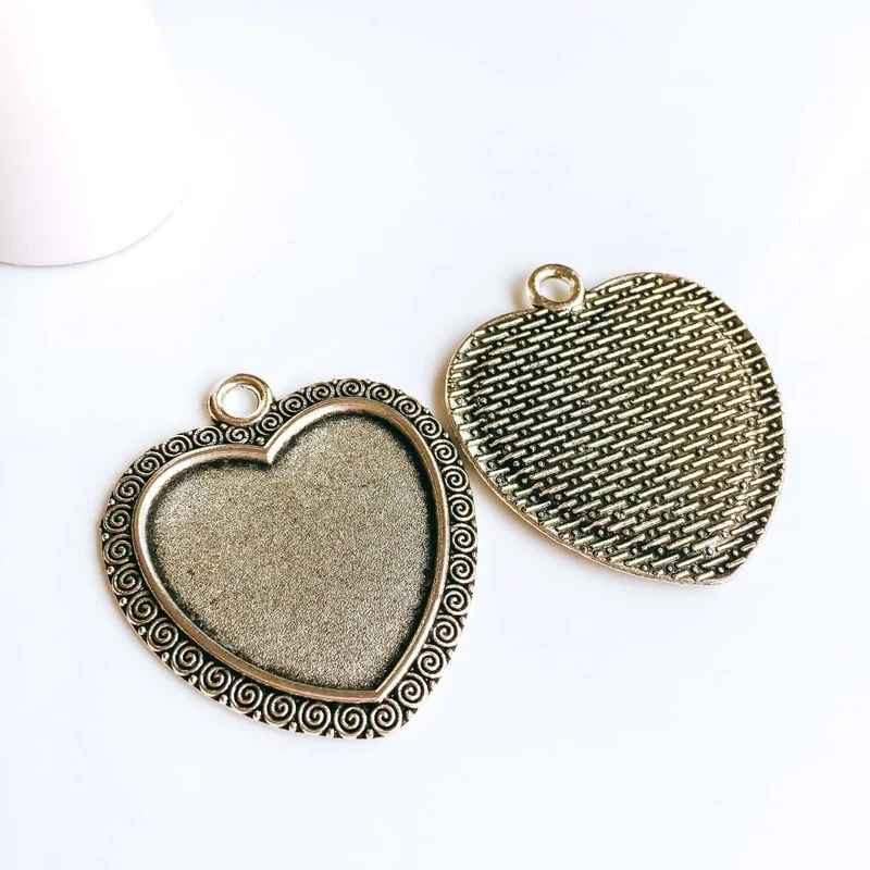 5 шт./лот 25 мм ожерелье с подвеской античная бронза серебро стекло Кабошон Пустые