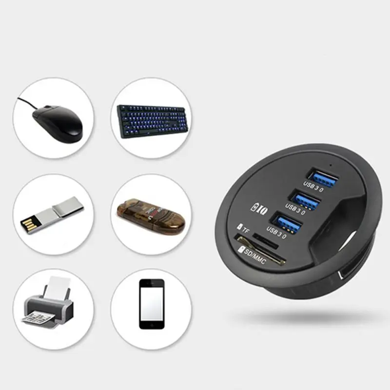 Настольный usb-хаб 3 порта USB 0 зарядное устройство с 2 слотами SD / Micro-SD кардридер |
