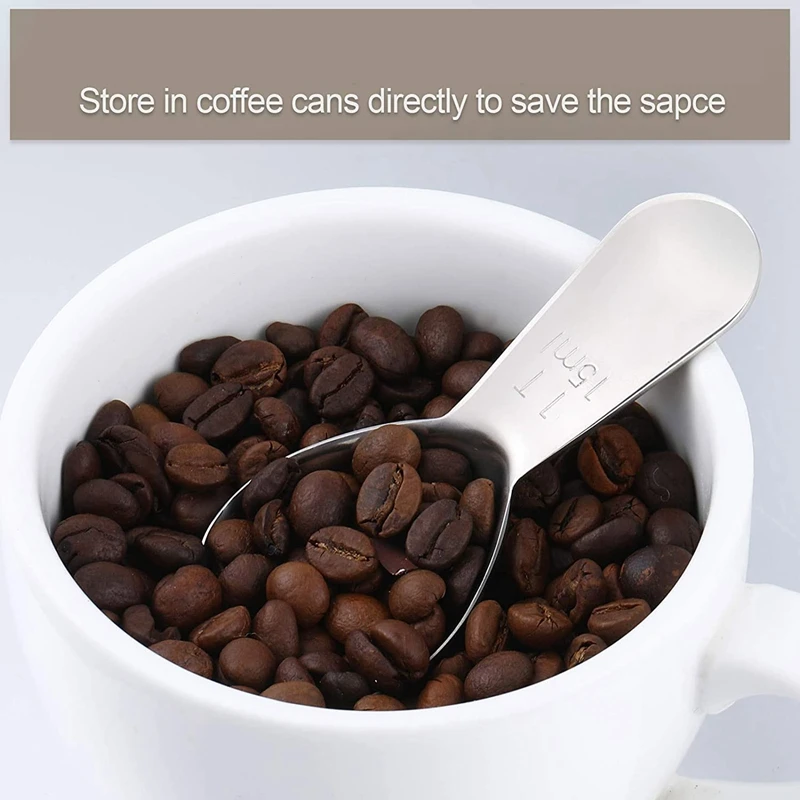 2 Pieces Coffee Scoop Stainless Steel Short Handle Tablespoon Measuring Spoons for Tea Sugar 15 Ml | Дом и сад