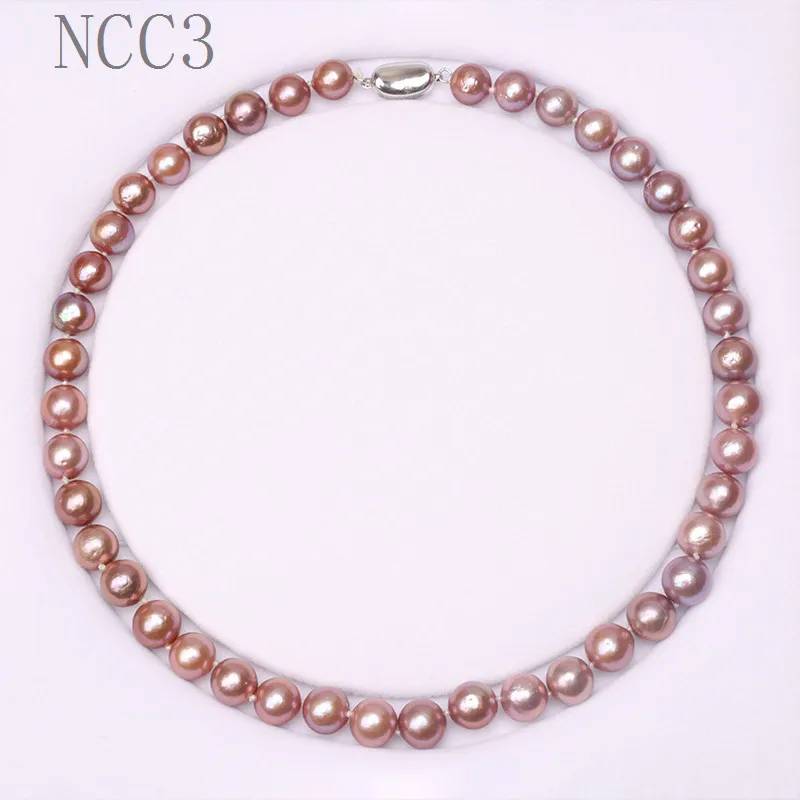 Ожерелье с натуральным пресноводным жемчугом 10-11 мм жемчуг Эдисон серебро 925