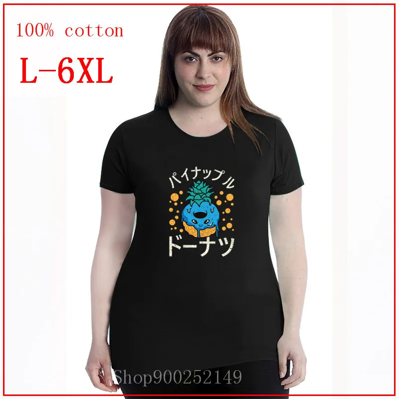 Kawaii ананас пончик рукав топы оверсайз 4XL 5XL 6XL одежда 100% хлопок Графический