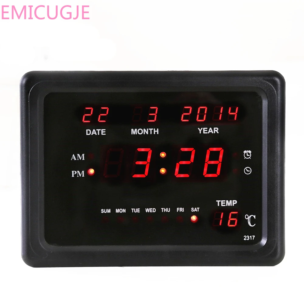 Русский Настольный светодиодный цифровые часы с календарем современный дизайн