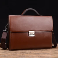 new luxury business man bag theftproof lock pu leather briefcase for man solid bank ol mens shoulder bag work laptop bags
