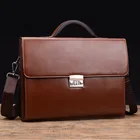 Роскошная деловая сумка для мужчин, из искусственной кожи портфель с защитой от воров и замком для работы и ноутбука