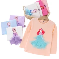 disney princess girls t shirt long sleeve o neck spring fall kids top clothes for girl cotton toddler children pullover shirts