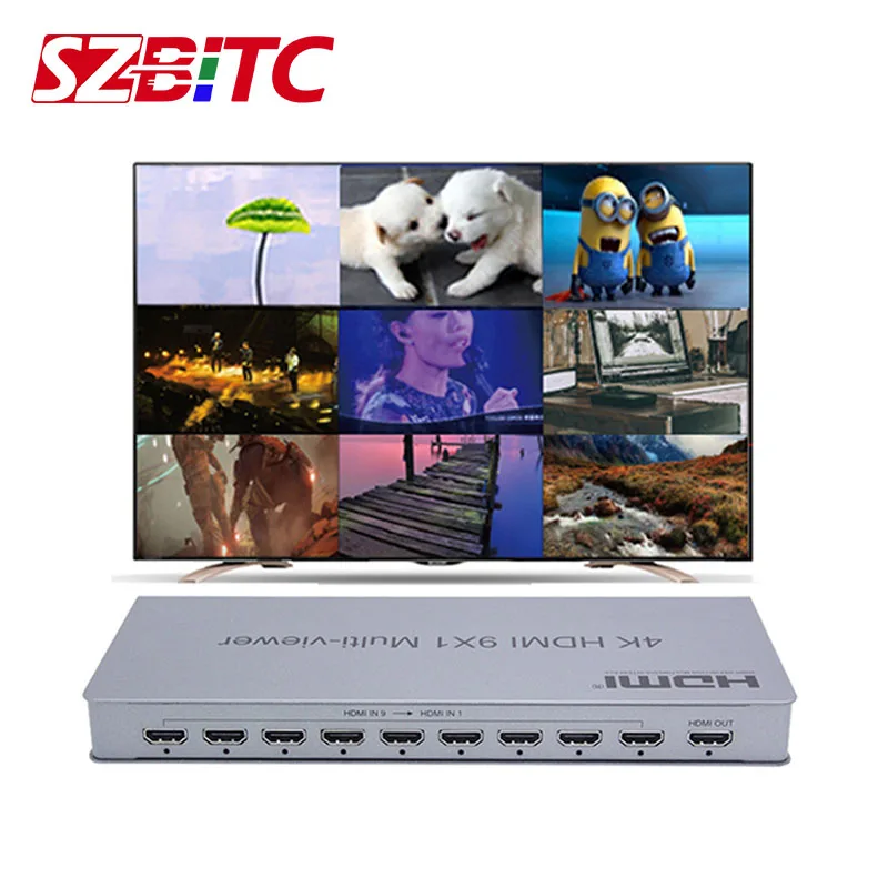 SZBITC 4K HDMI 9x1 Мульти просмотра коммутатор 9 в 1 бесшовное переключение ИК экран