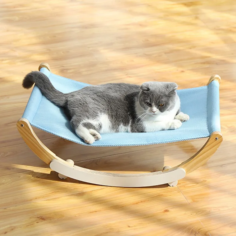 

Hot Sell Solid Wood Cat Hammock Cats Puppy Kitten Hanging Beds Mat with Durable Wood Frame for Small Pets Universal Shaker