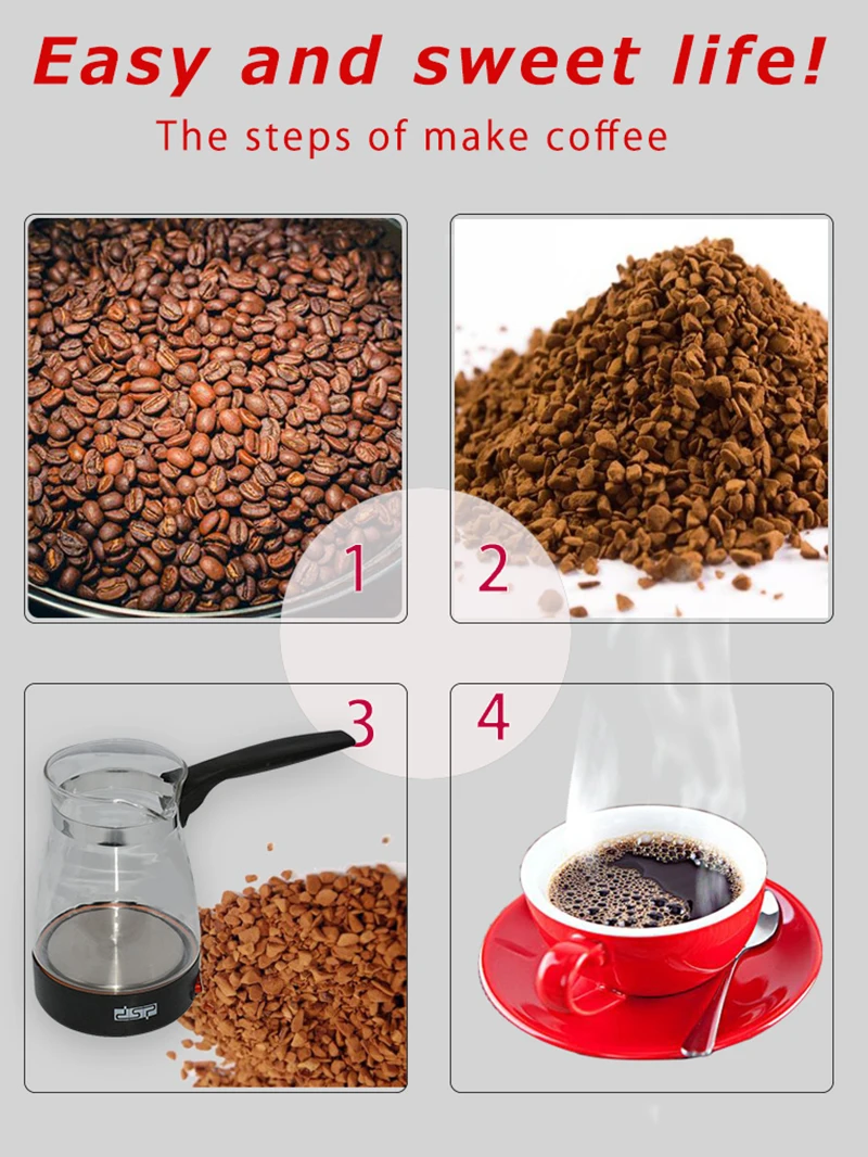 Glass Coffee Machine Turkey Coffee Maker Travel Electrical Coffee Pot Boiled Milk Coffee Kettle for Gift