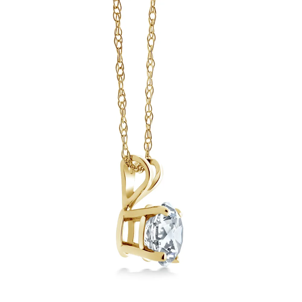 Charles &amp Colvard 4 5 мм VG Moissanite 0 30 CT 14k желтое золото подвеска в виде пасьянса круглая