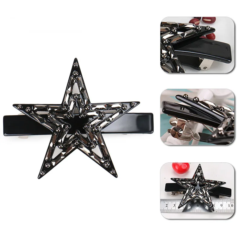 

Noble Hair Barrette Five-Pointed Star And Rhinestone Hair Accessories Shiny Christmas Hair Barrette Acetate Hair Clips