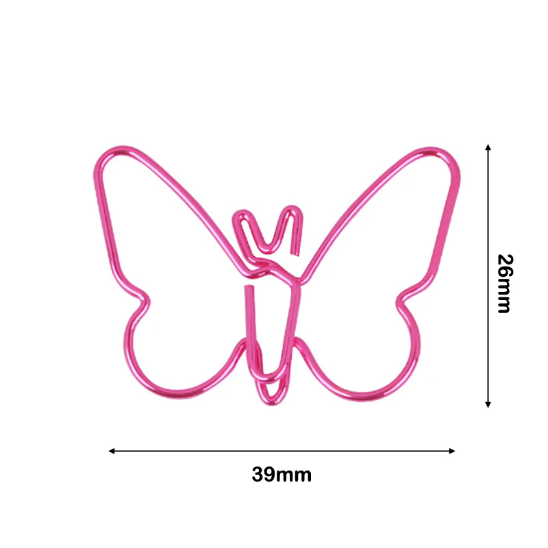 

12PCS Pink Butterfly Shaped Paperclip Cute Metal Paper Clip Cucurbit Paper Clips