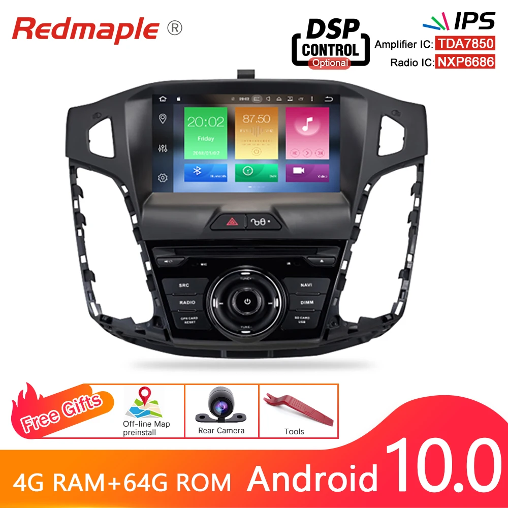 Android 10 0 автомобильный проигрыватель с радио и GPS для Ford Focus 2015 2016 2017 аудио DVD
