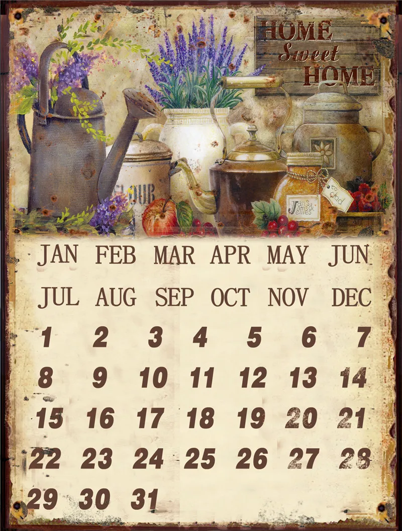 

Металлические пластины, аксессуары для дома и бара, Металлический Настенный декор для спальни, жестяной знак, календарь для гостиной, винта...