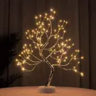Светодиодный Ночной светильник, миниатюрное рождественское мигающее дерево, медная проволочная гирлянда, лампа для праздника, дома, детской, спальни, декоративное освещение, сказосветильник щение
