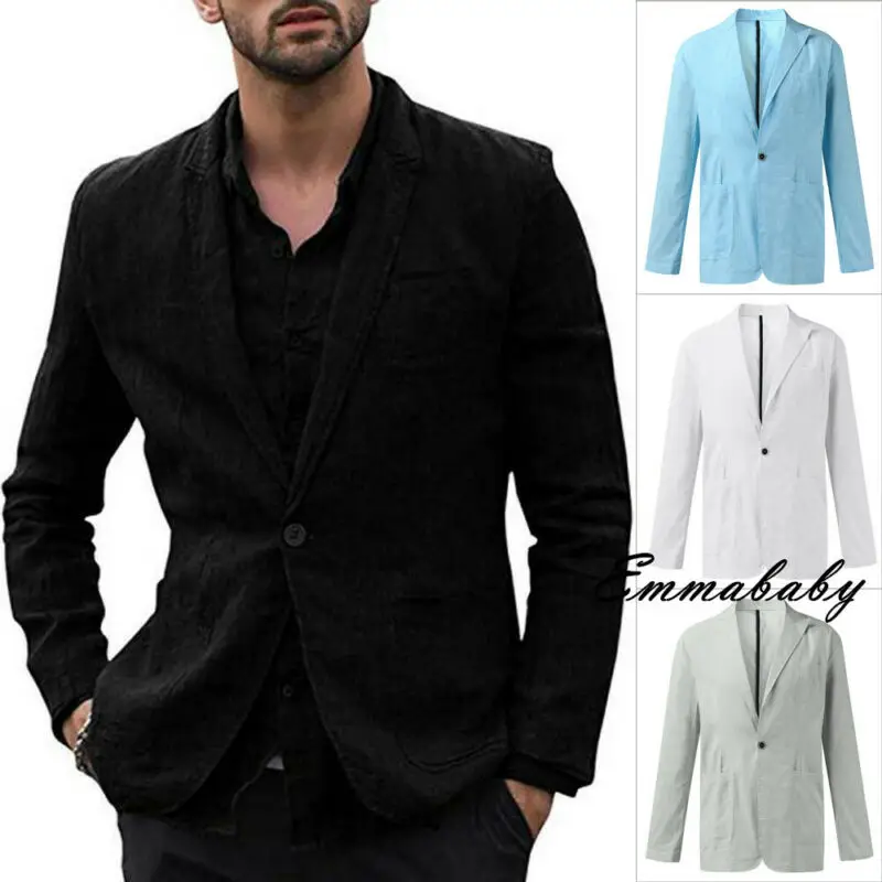 Мужской пиджак с карманами Модный деловой приталенный белого черного серого