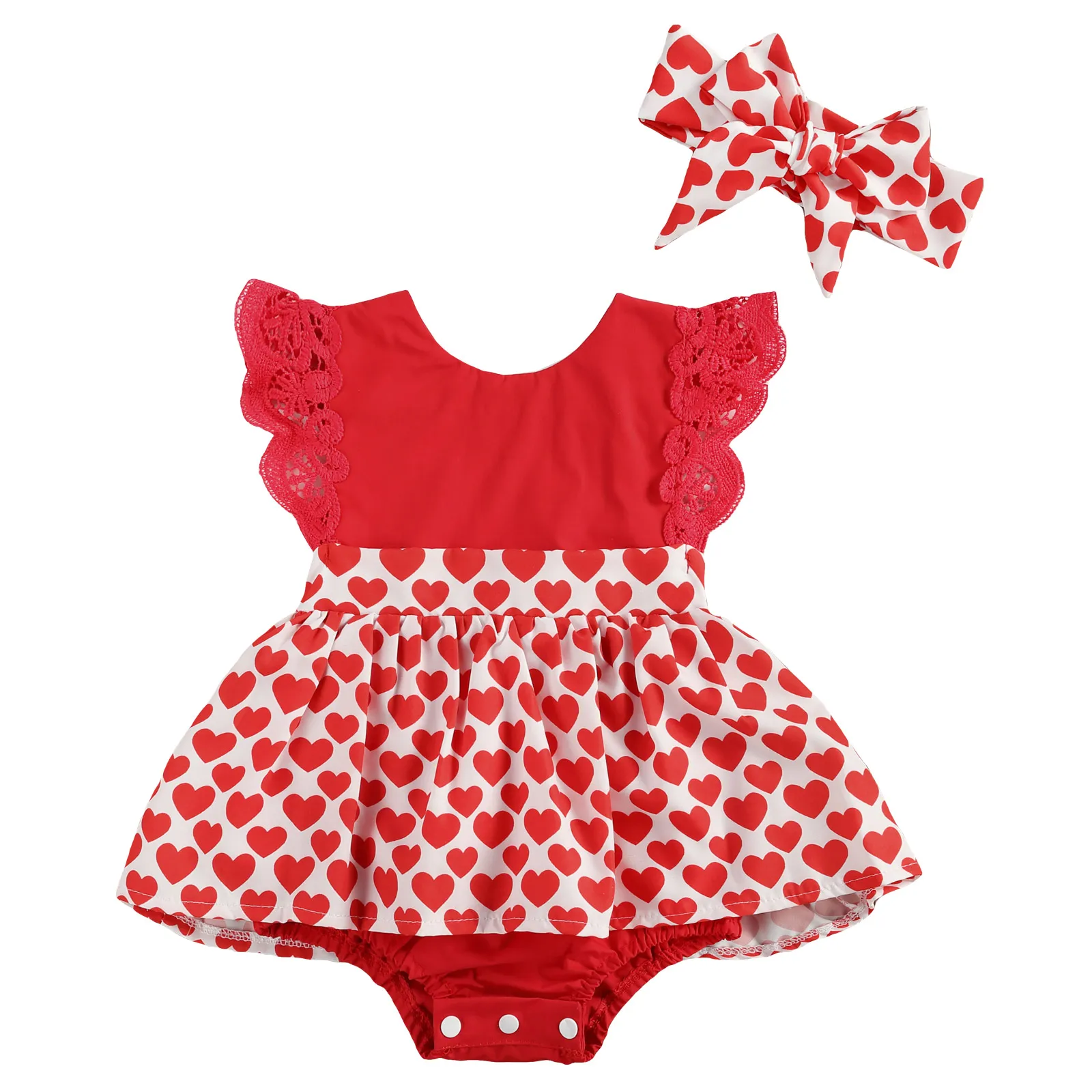 

Детское боди с оборками, Кружевное боди с принтом в виде сердца, для новорожденных 0-24 месяцев, одежда на День святого Валентина, 2022