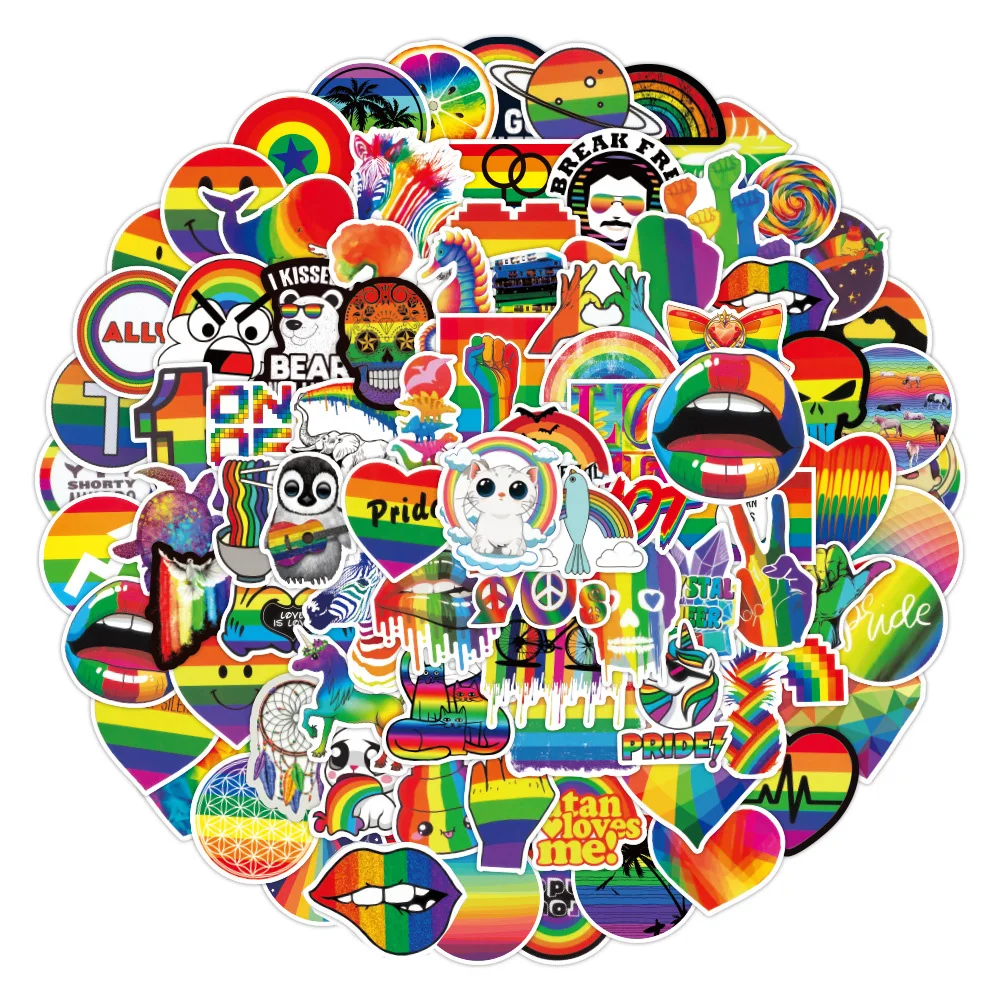 10/30/50/100PCS LGBT Rainbow Graffiti Stickers for Laptop Motorcycle Phone Fridge Waterproof Colorful Decals Cool Sticker Packs - купить по