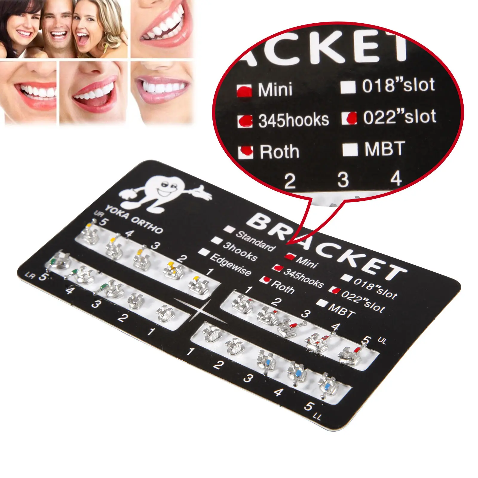 20 упаковок/400 шт. Ортодонтические металлические скобы мини Roth 022 дюйма слот 3 4 5