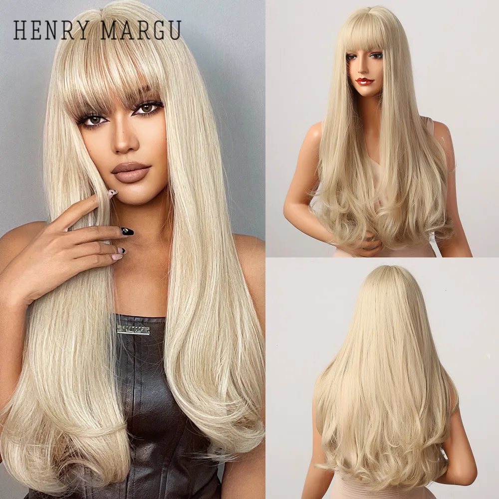 

Парик женский Платиновый и светлый синтетический, с челкой