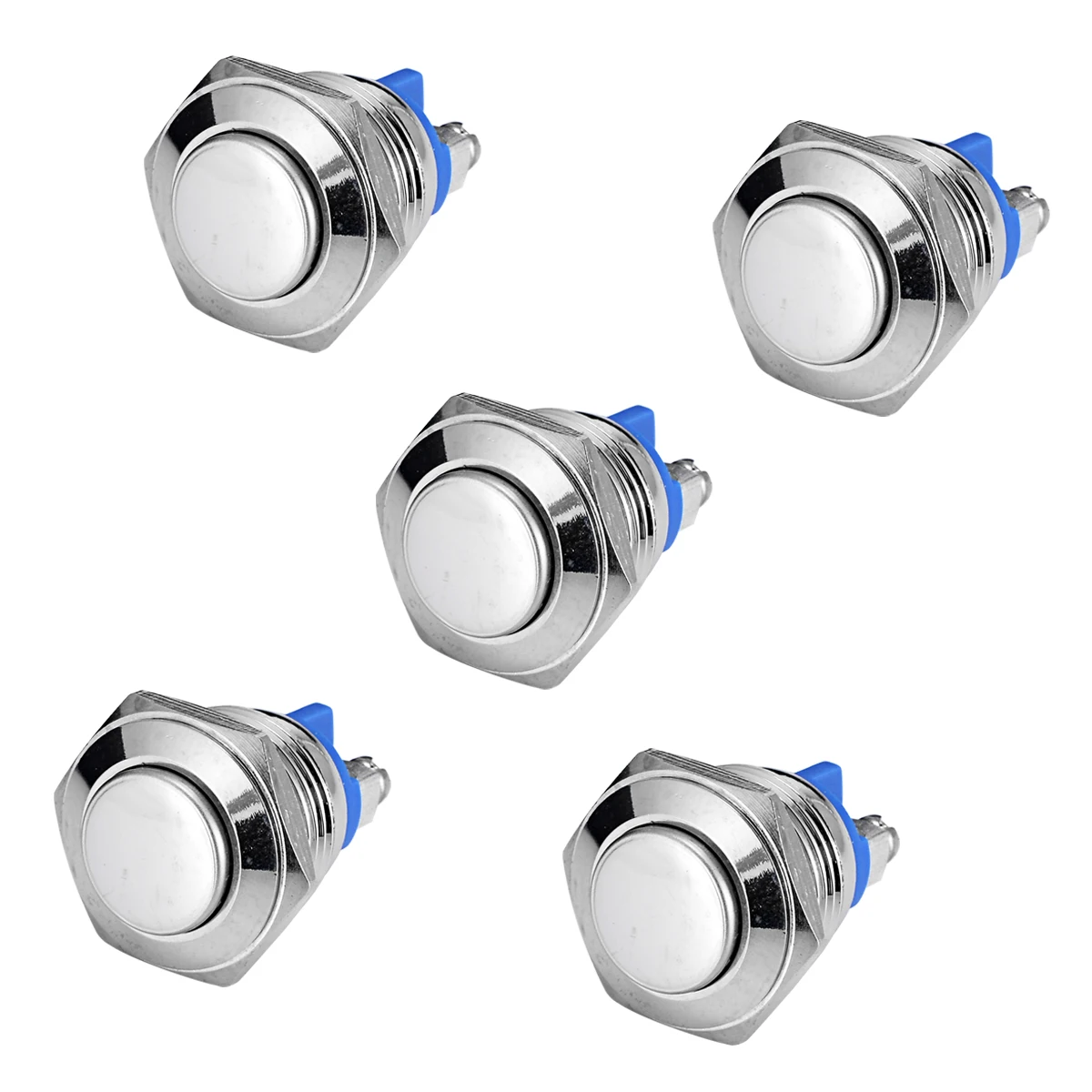 

5pcs Horn Push Button Switch Automatic Reset Waterproof Momentary Switch Metal Push Button Switch 16mm 3A/250V