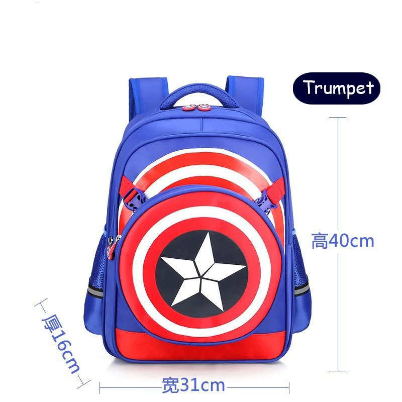 Super Hero Captain America Cartoon Schoolbag Primary School bag 6-12 Years Old Ridge Reducer Child kids Male Student Backpack | Багаж и