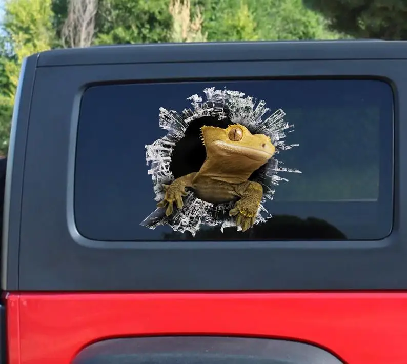 

Crested Gecko window sticker, car sticker, Crested Gecko car decal, funny decal