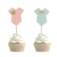 20pcs baby shower decorations its a boy girl clothes cupcake cake topper tools gender reveal he or she party cake baking flag