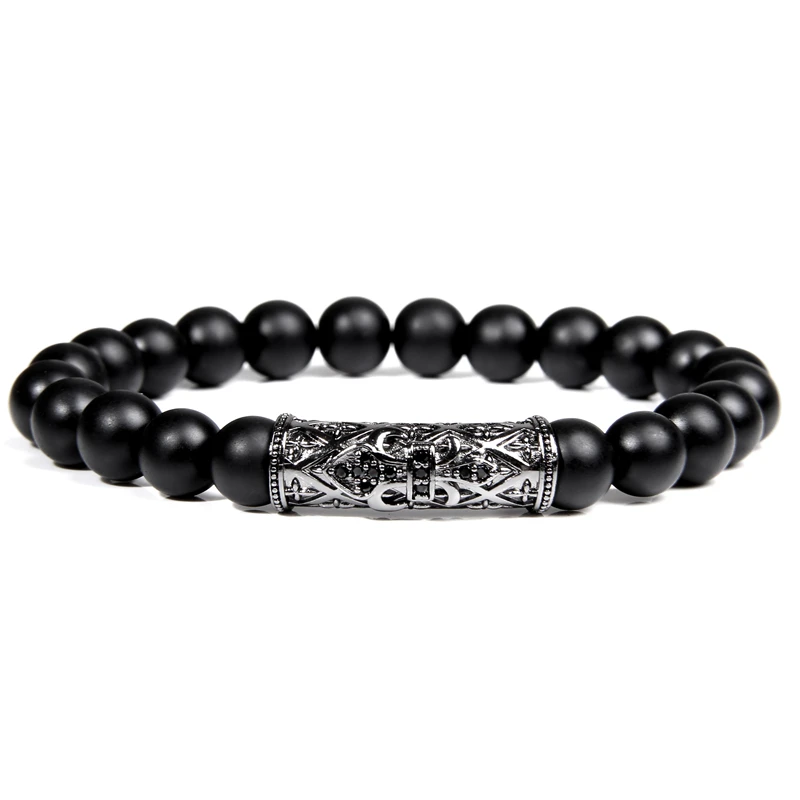 Натуральный камень браслет оникс бусины в форме двойного конуса красивые микро