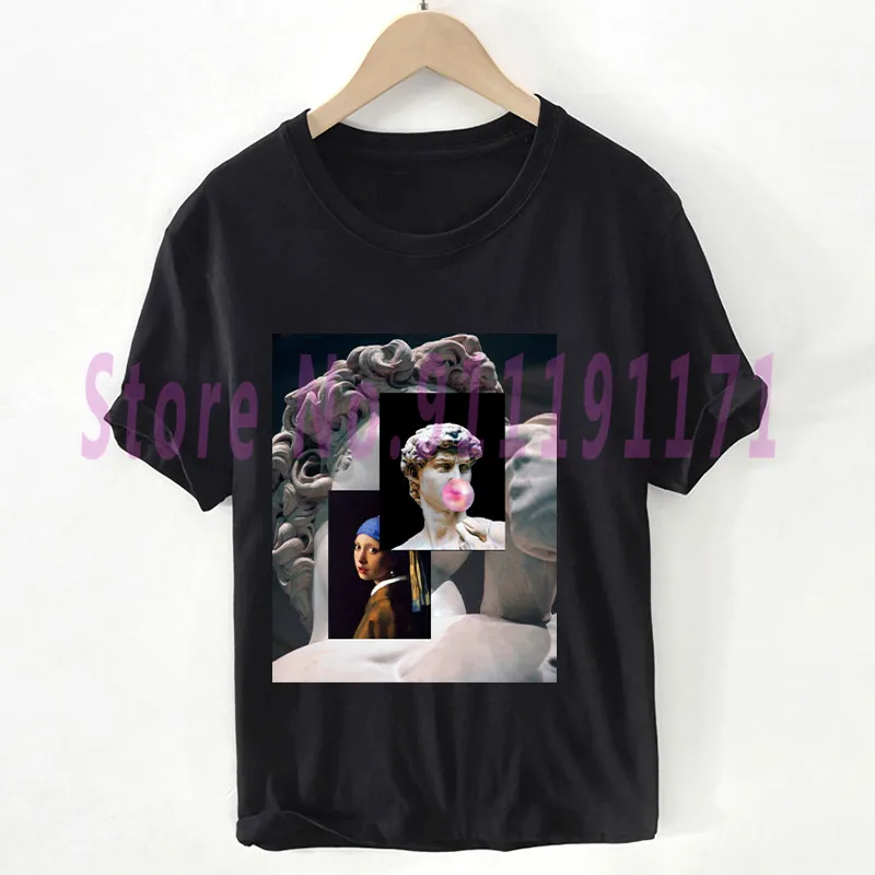 

Aesthetic David T-Shirt Unisex Michelangelo Hands t shirt women Van Gogh Starry Night Graphic 100% Cotton female/Man Pluse Size