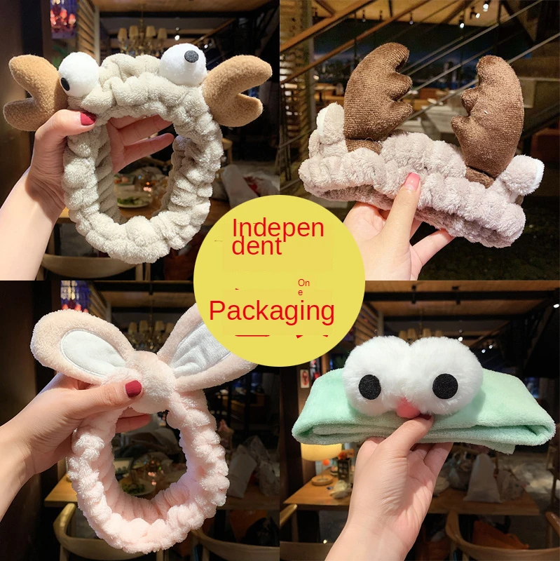 

67 optional autumn and winter plush bow elastic headbands women's face wash makeup hairband sports headband B29