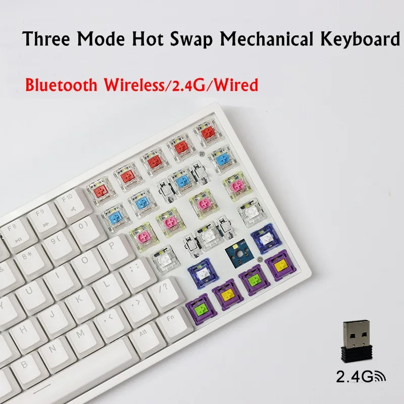 Новая перезаряжаемая Беспроводная Bluetooth клавиатура RK84 Hot Swap/2 4G Wireless/Type C Проводная